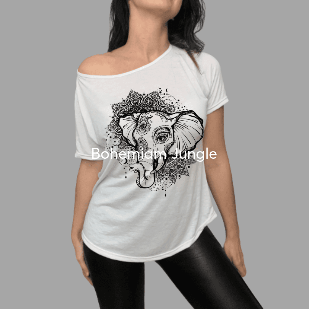 Camiseta Amplia Cuello Barco Elefante