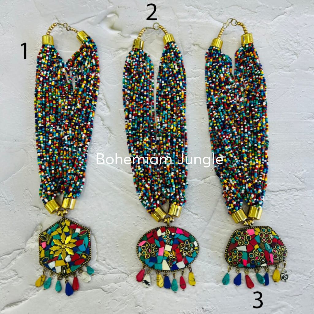Collar Artesanal De India Mosaico Multicolor