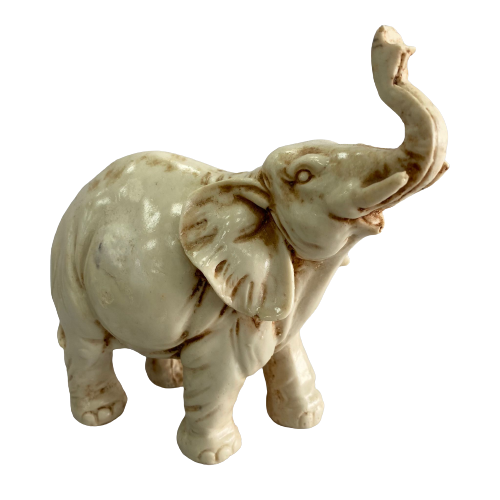 Figura Elefante Beige Trompa Hacia Arriba 15 cm